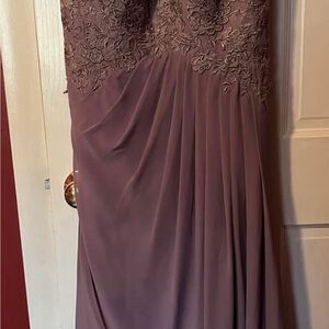 Elegant Lace Overlay Mauve Dress